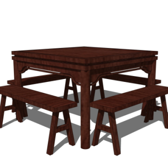 中式餐桌椅su模型