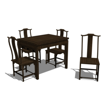 中式餐桌椅su模型