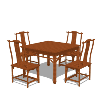 中式餐桌椅su模型