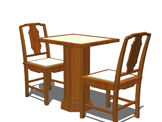 <em>中式休闲</em>桌椅su模型