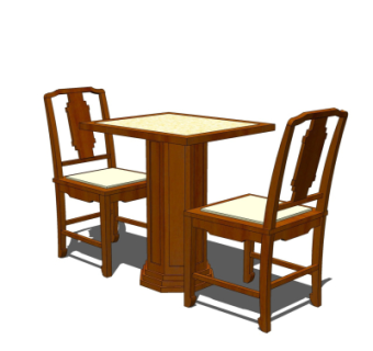 中式休闲桌椅su模型