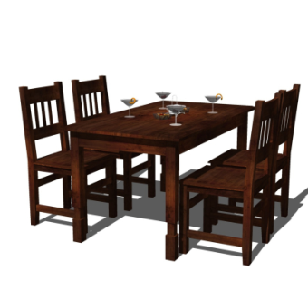 现代实木餐桌椅su模型