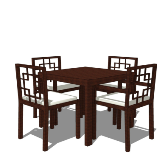 中式餐桌椅su模型