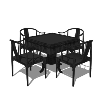 中式休闲桌椅su模型