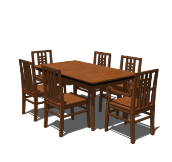 现代实木餐桌椅su模型