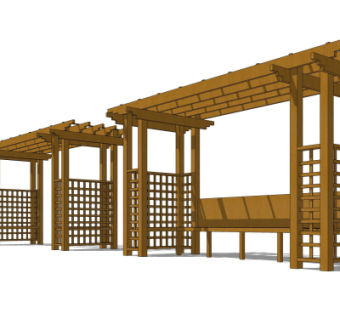 现代廊架免费su模型