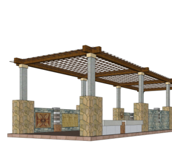 欧式廊架su模型