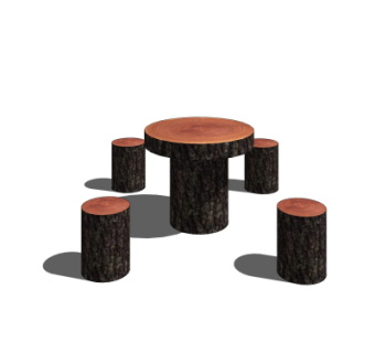 现代仿树纹休闲桌椅su模型