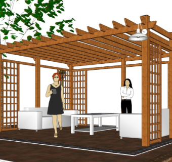 现代廊架su模型