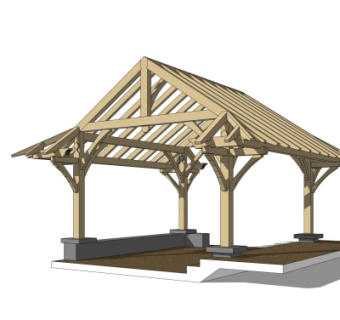 现代廊架su模型