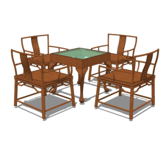 中式休闲桌椅su模型