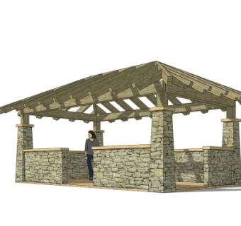 自然风廊架su模型