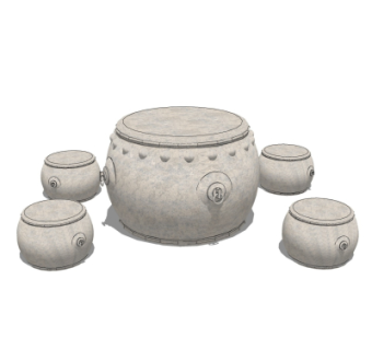 现代石鼓休闲桌椅su模型