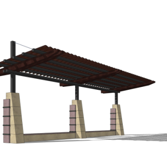 简欧廊架su模型