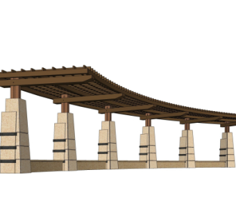 简欧廊架su模型