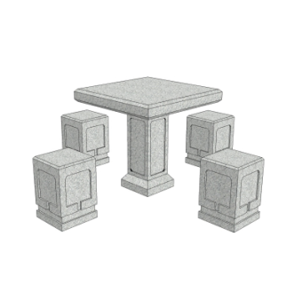 中式石桌椅su模型