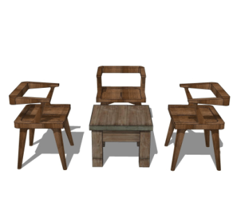 现代实木休闲桌su模型