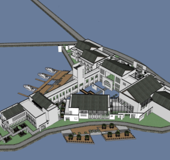 新中式休闲会所su模型