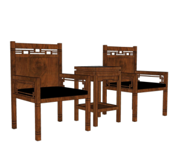 中式休闲桌椅su模型