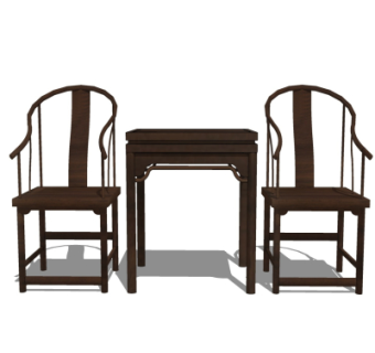 中式休闲桌椅su模型