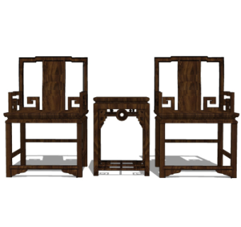 中式休闲桌椅su模型