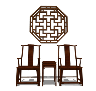 中式休闲桌椅su模型