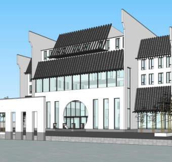 新中式会所su模型