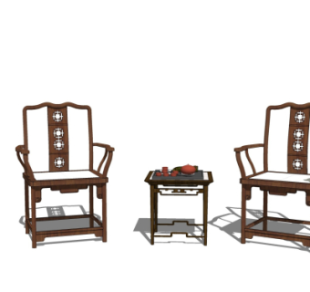 中式休闲桌椅su模型