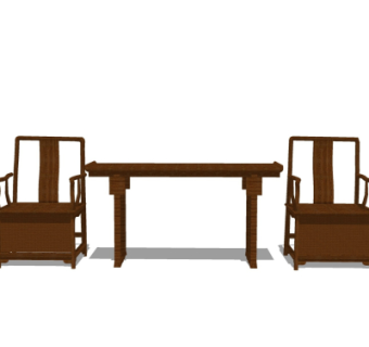 中式休闲桌椅su模型