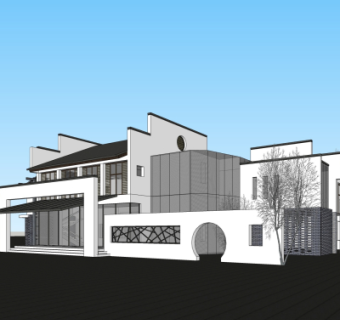 新中式会所su模型
