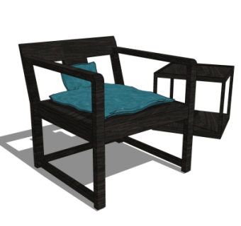 新中式实木单椅su模型