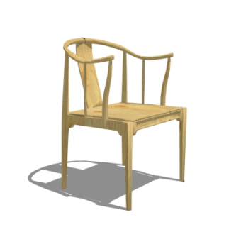 中式实木单椅su模型
