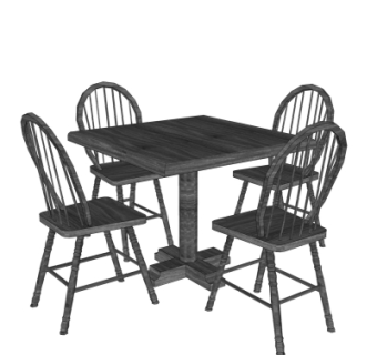 美式餐桌椅su模型