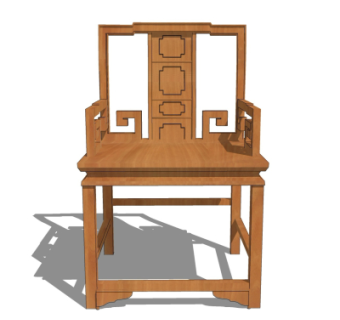 中式实木单椅su模型