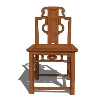 中式实木单椅su模型