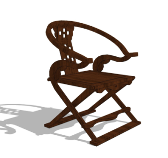 中式实木单椅su模型