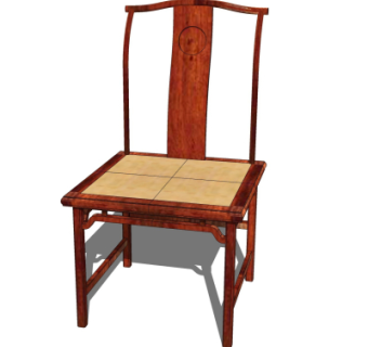 中式实木单椅su模型