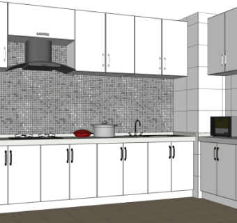 现代橱柜su模型