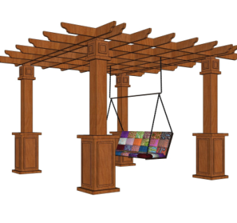 现代廊架su模型
