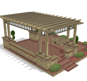 欧式廊架su模型