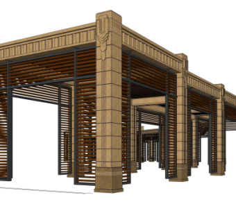 新古典廊架su模型
