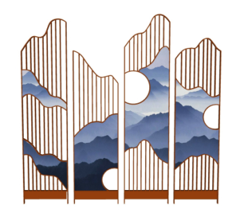 新中式屏风隔断su模型