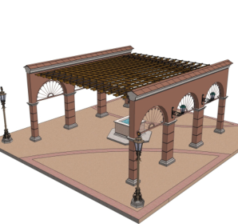 欧式廊架su模型