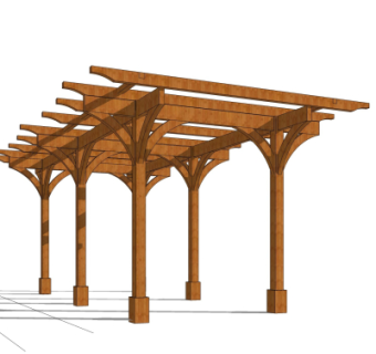 现代廊架su模型
