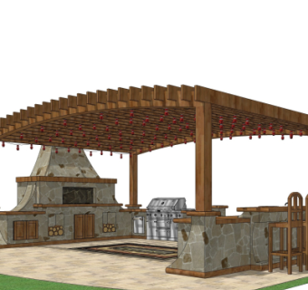 欧式廊架su模型