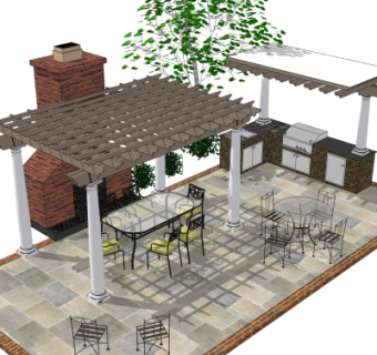 欧式廊架su模型