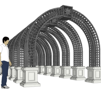 欧式铁艺廊架su模型