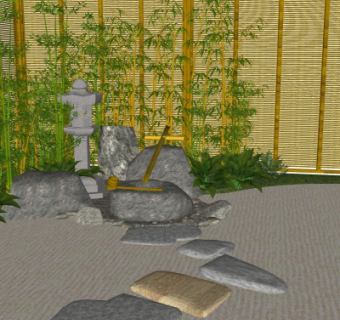 新中式景观石头su模型