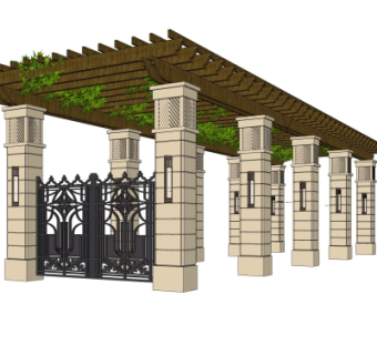 欧式廊架su模型