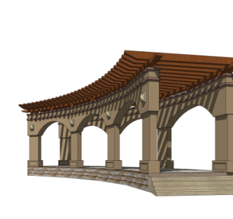欧式廊架su模型